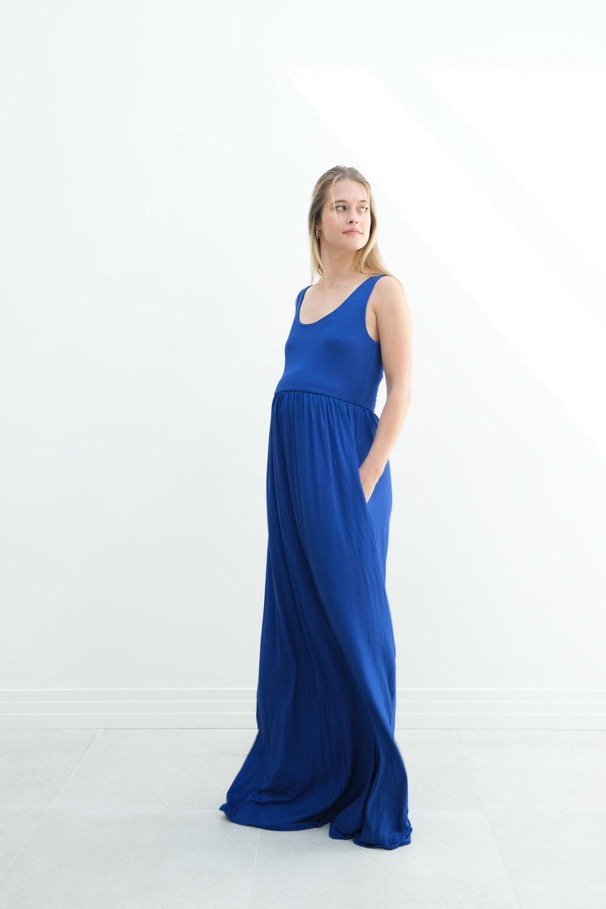 Hazel | Maternity Maxi Tank Dress With Fitted Waist