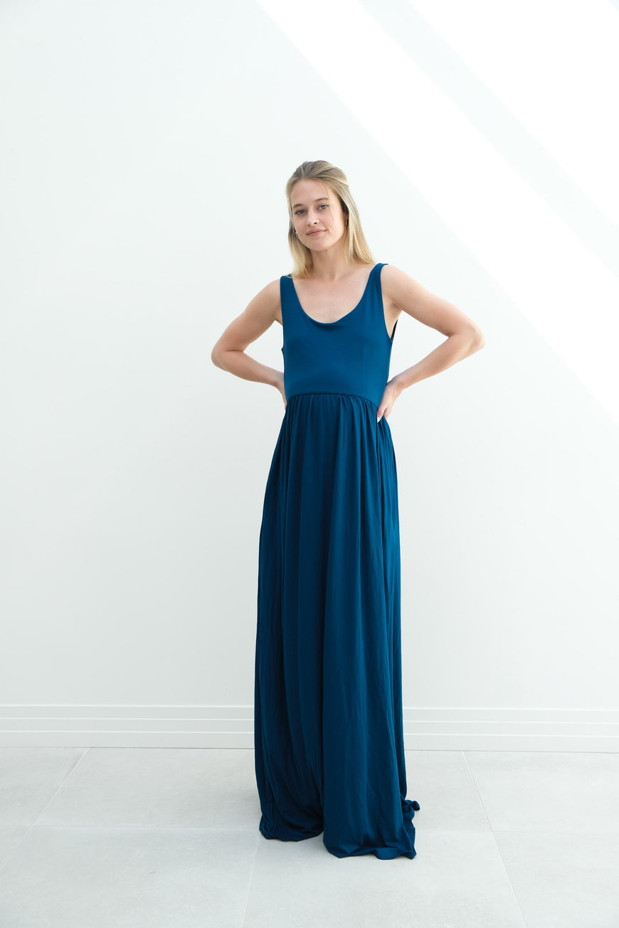 Hazel | Maternity Maxi Tank Dress With Fitted Waist