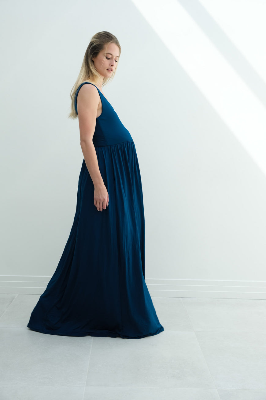 Hazel | Maternity Maxi Tank Dress With Fitted Waist