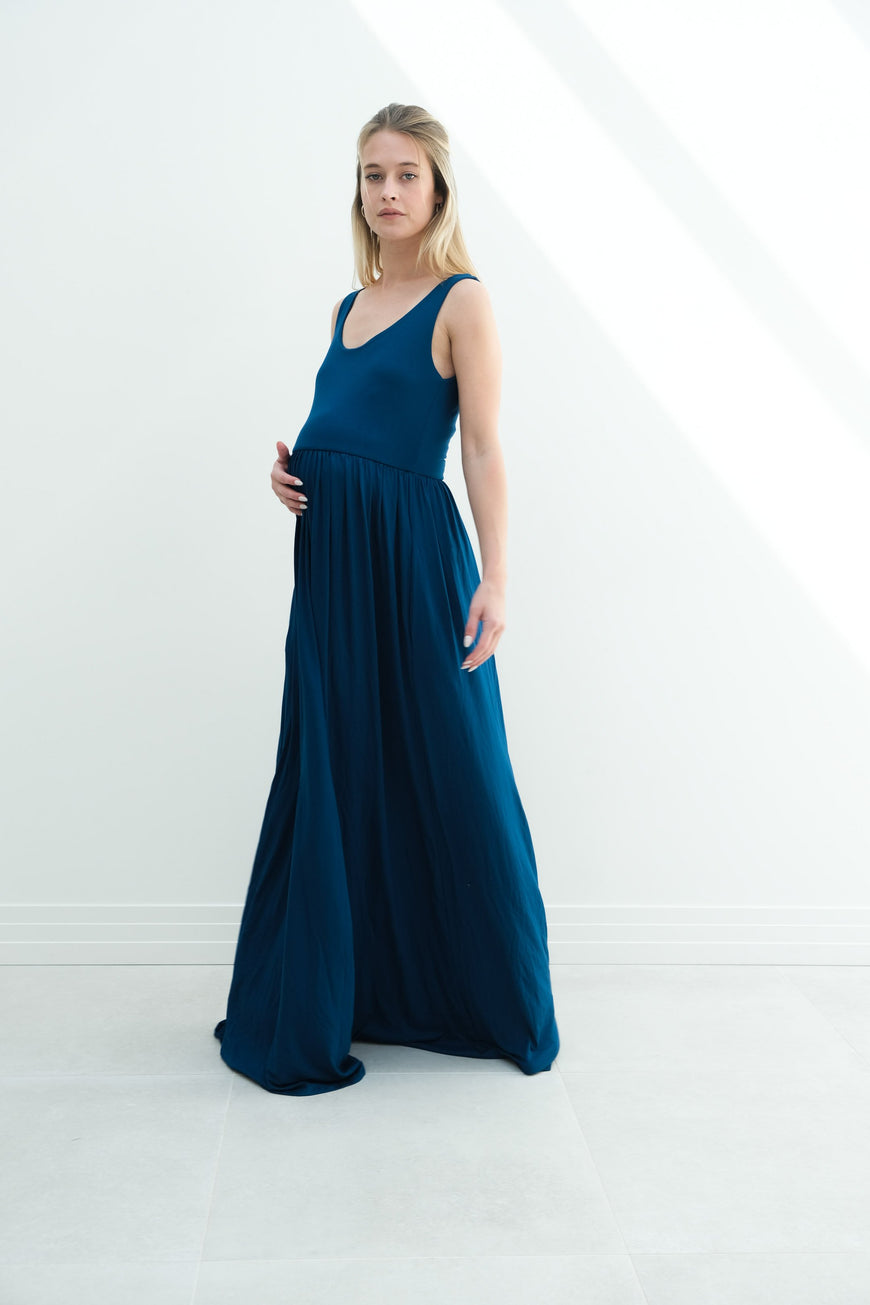 Hazel | Maternity Maxi Tank Dress With Fitted Waist