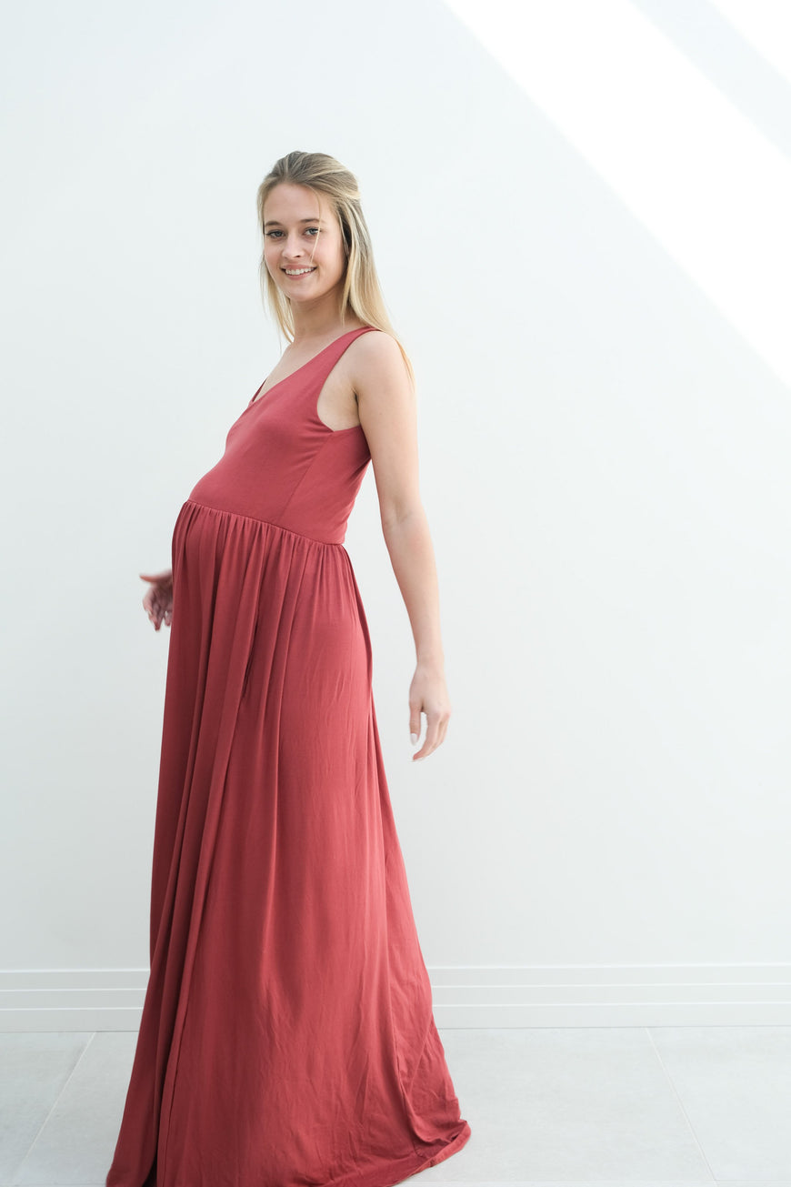 Hazel | Maternity Maxi Tank Dress With Fitted Waist