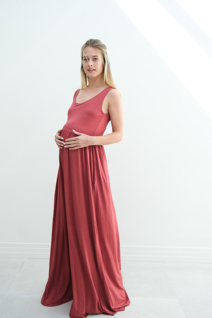 Hazel | Maternity Maxi Tank Dress With Fitted Waist