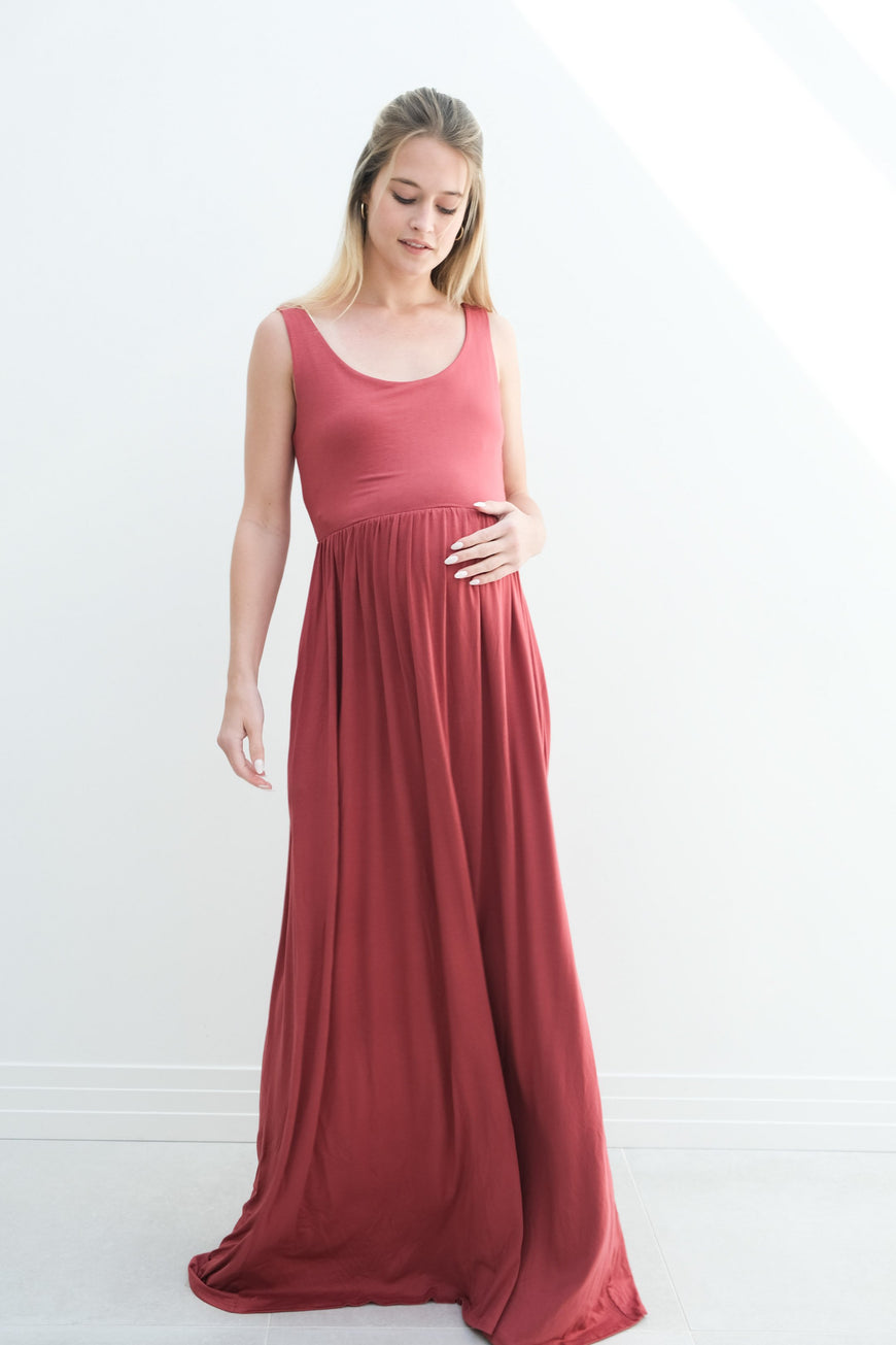 Hazel | Maternity Maxi Tank Dress With Fitted Waist