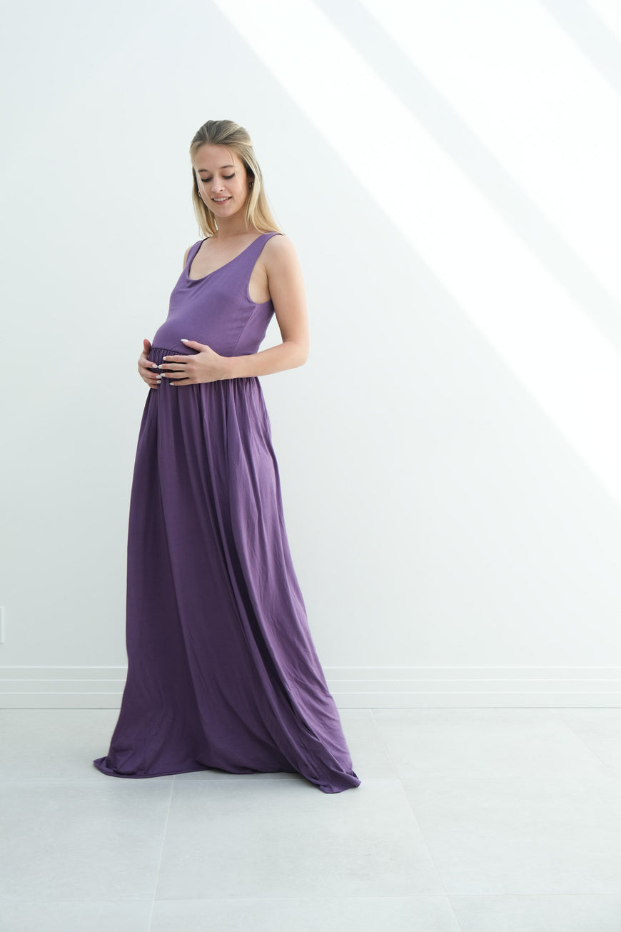 Hazel | Maternity Maxi Tank Dress With Fitted Waist