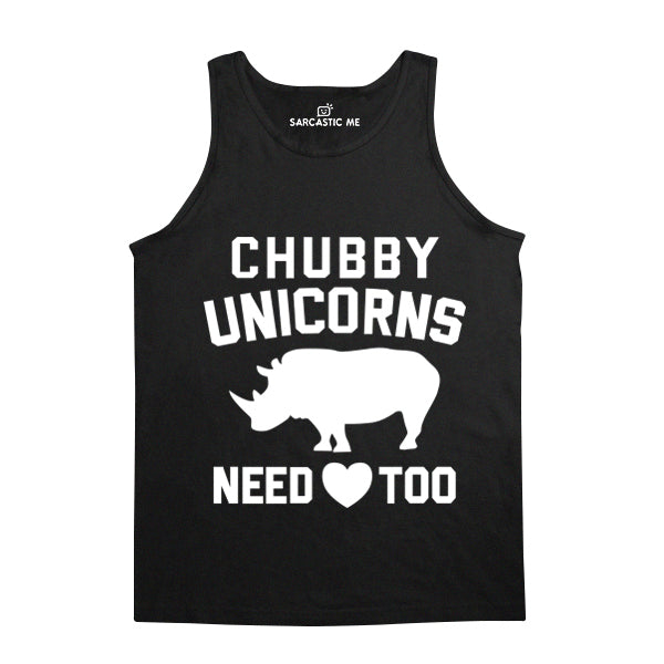 Chubby Unicorns Need Love Too Black Unisex Tank Top | Sarcastic Me
