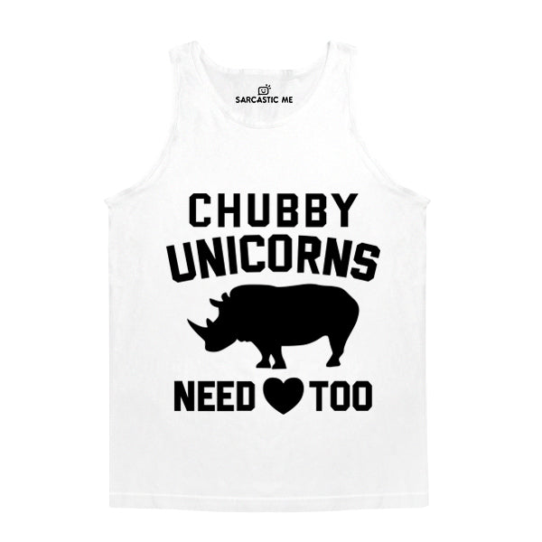 Chubby Unicorns Need Love Too White Unisex Tank Top | Sarcastic Me