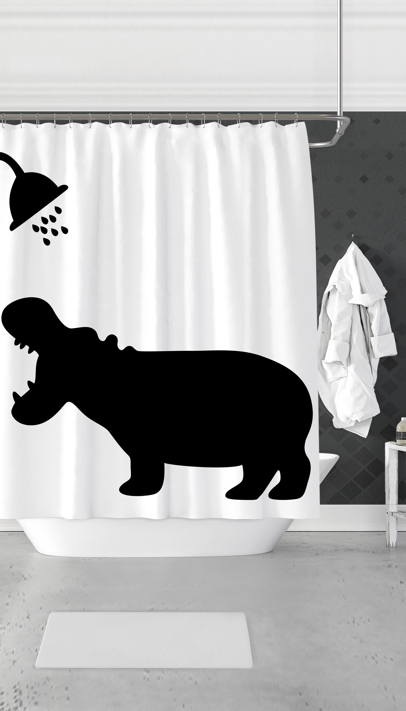 Funny Hippo Shadow Funny Dorm Shower Curtain Gift | Sarcastic ME