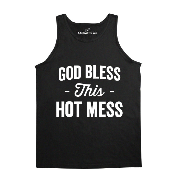 God Bless This Hot Mess Black Unisex Tank Top | Sarcastic Me