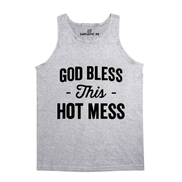 God Bless This Hot Mess Gray Unisex Tank Top | Sarcastic Me