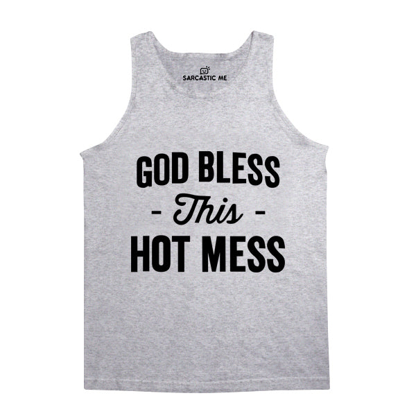 God Bless This Hot Mess Gray Unisex Tank Top | Sarcastic Me