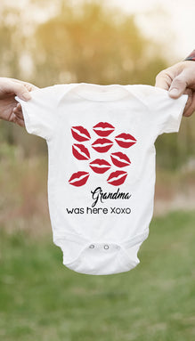 Grandma Was Here XOXO Funny Infant Onesie