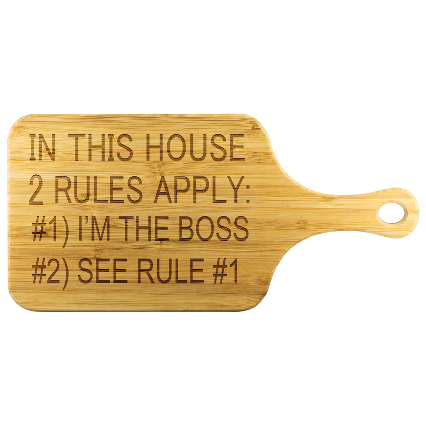 In This House 2 Rules Apply Funny Wood Cutting Board | Sarcastic Me