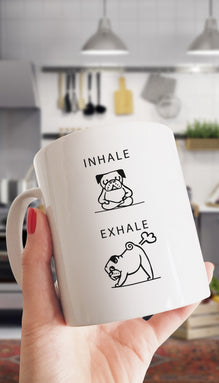 Inhale Exhale Farting Bulldog Funny Coffee Mug