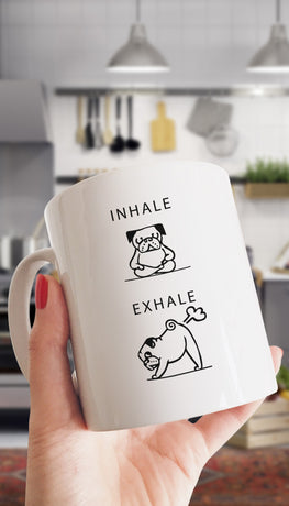Inhale Exhale Farting Bulldog Funny & Clever Coffee Mug | Sarcastic ME