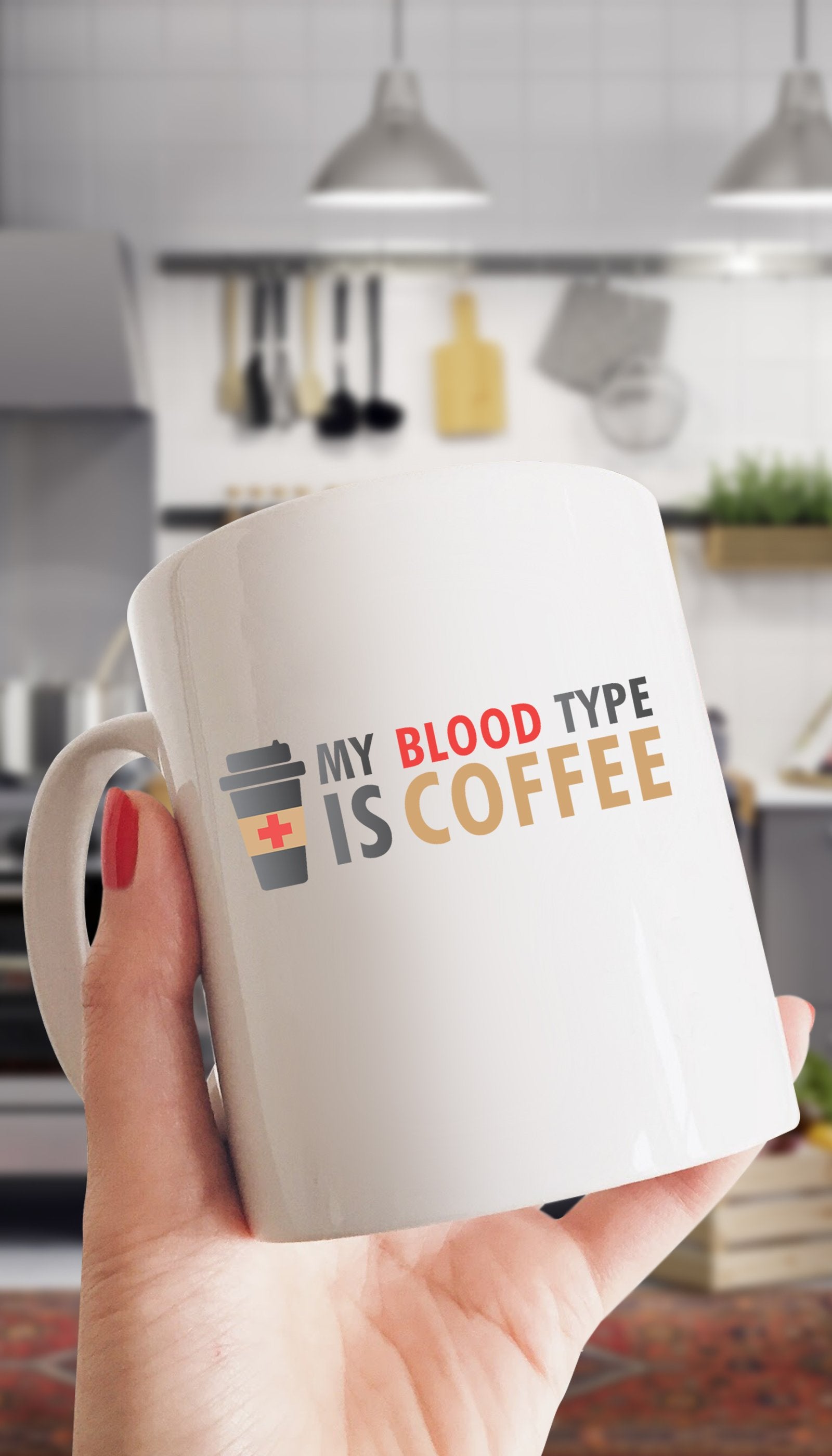 My Blood Type Is Coffee White Mug | Sarcastic Me