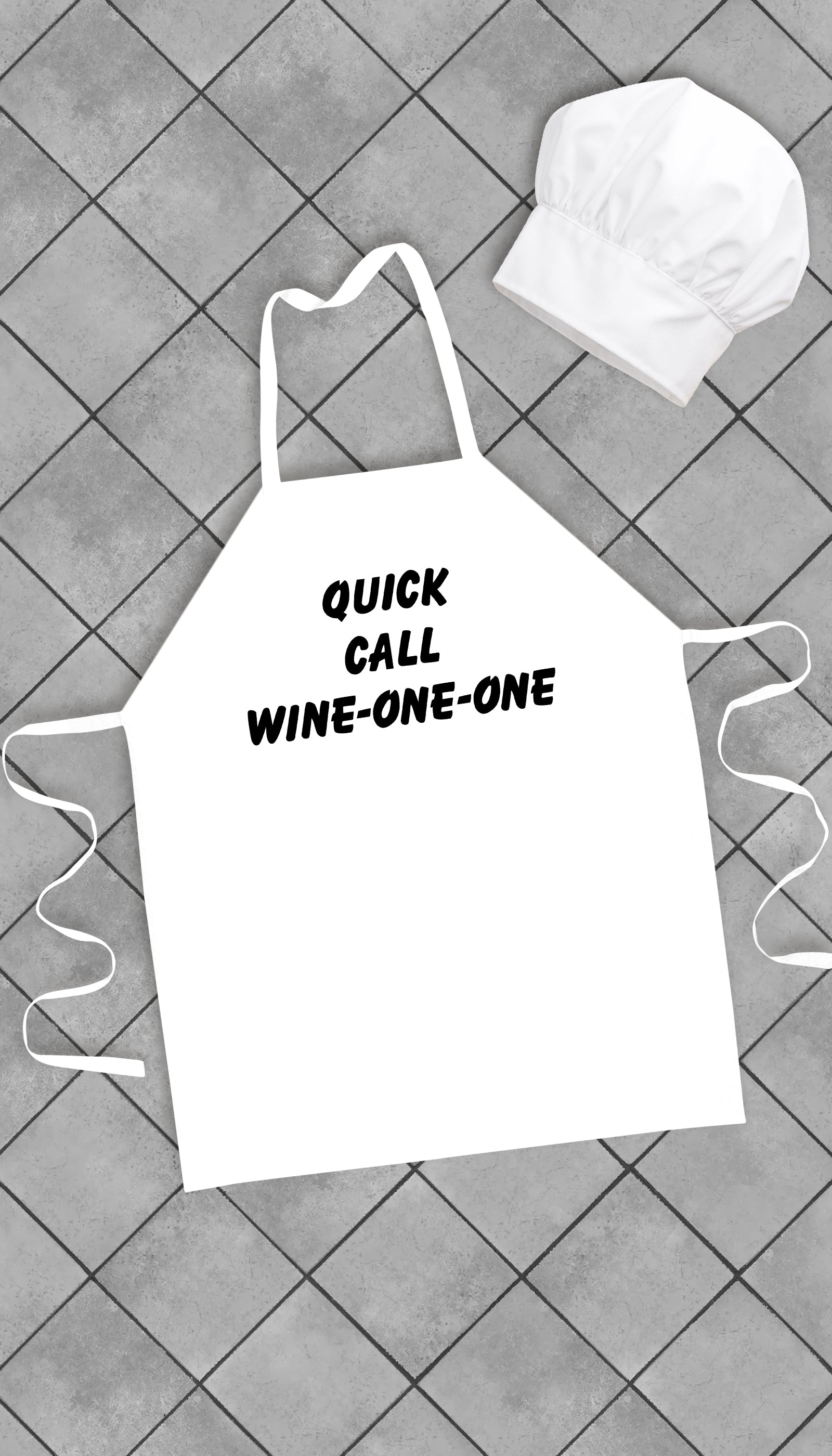 Quick Call Wine-One-One Funny Kitchen Apron | Sarcastic Me