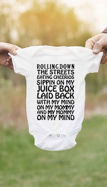 My Mind On My Mommy Funny Infant Onesie