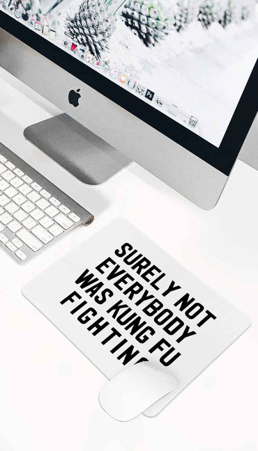 Funny Sarcastic Mousepad - Thoughts During Work Coffee Design - Black Office Mouse Mat