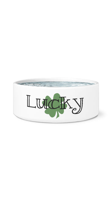 Lucky White Pet Bowl | Sarcastic Me