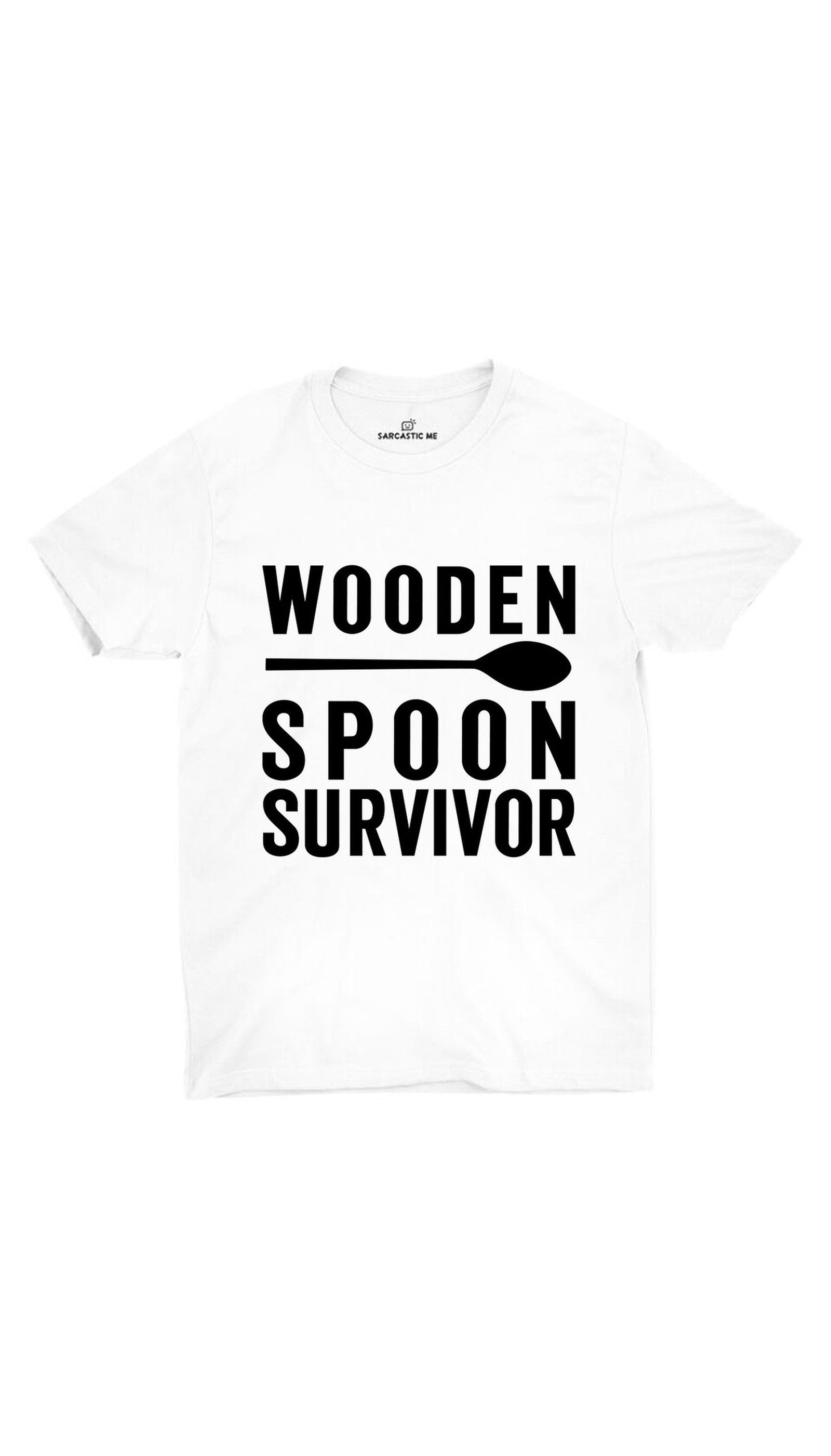 Wooden Spoon Survivor White Unisex T-shirt | Sarcastic ME