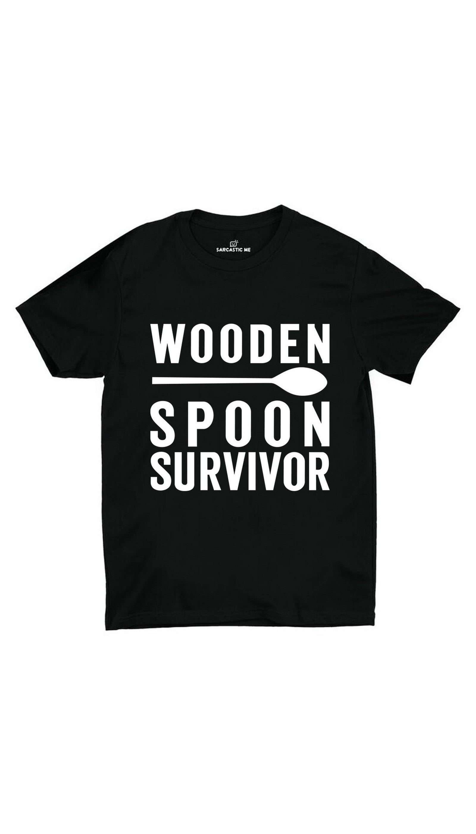 Wooden Spoon Survivor Black Unisex T-shirt | Sarcastic ME