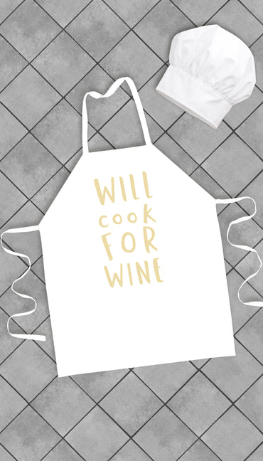 Will Cook For Wine Funny Kitchen Apron | Sarcastic Me